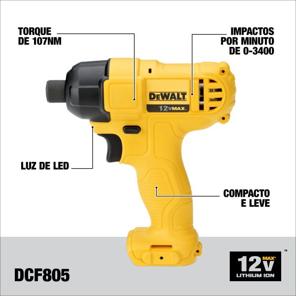 Combo Parafusadeira/Furadeira de Impacto 12V Dewalt DCK202C2T - Imagem 3
