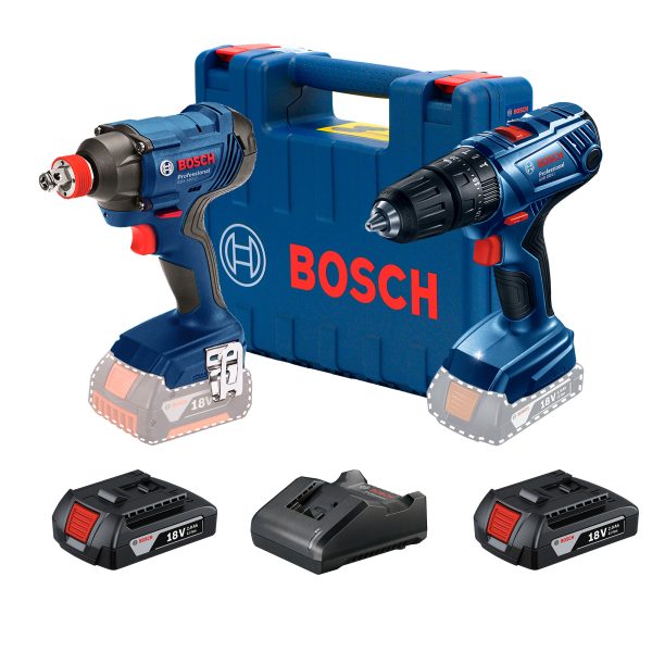 Kit Bosch 18V Parafusadeira GSB 180-LI e Chave de Impacto GDX 180-LI