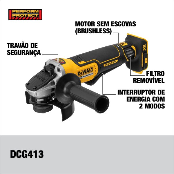 Kit Esmerilhadeira 4.1/2" 20v Dewalt DCG413P2 Com 2 Baterias 5Ah - Imagem 4