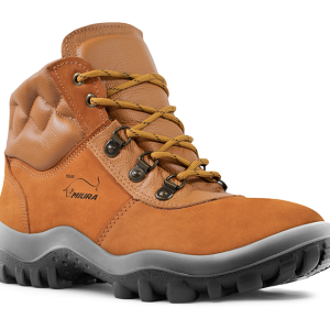 Botina de Amarrar Miura em Nobuck Caramelo / Marrom Claro Safetline