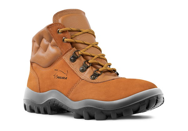 Botina de Amarrar Miura em Nobuck Caramelo / Marrom Claro Safetline
