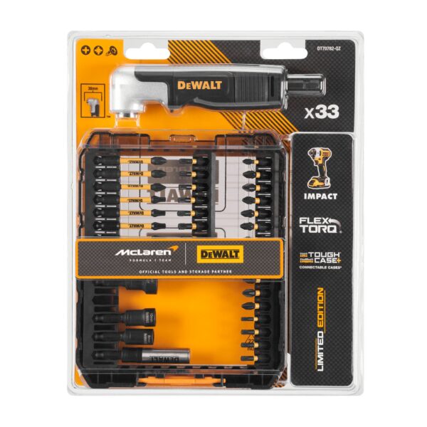 Kit Bits 33pçs Com Adaptador Angular Dewalt McLaren Edição Limitada - Imagem 4