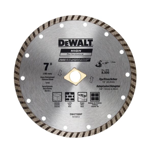 Disco Diamantado Turbo Dewalt 7″ (180mm)