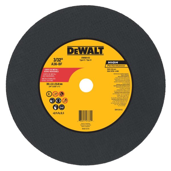 Disco de Corte Dewaltt para Inox e Metal 14" X 2,5mm X 1"