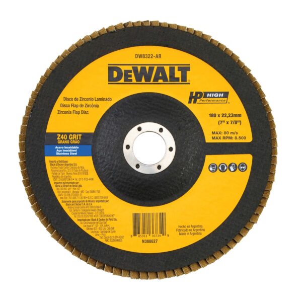 Disco Flap Fibra Cônico Dewalt 7" X 7/8" Z40
