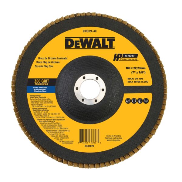 Disco Flap Fibra Cônico Dewalt 7" X 7/8" Z80