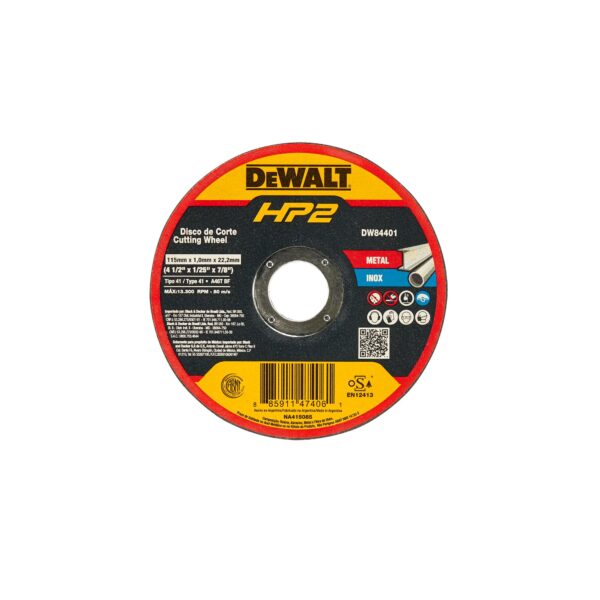 Disco de Corte Dewalt HP2 - 4.1/2" X 1,0mm X 7/8" Tipo 41