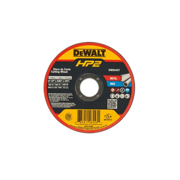 Disco de Corte Dewalt HP2 - 4.1/2" X 1,2mm X 7/8" Tipo 41