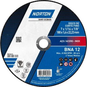 Disco de Corte 180 x 1,6 x 22,23mm Norton BNA12