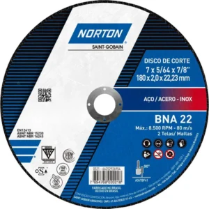Disco de Corte 180 x 2 x 22,23mm Norton BNA12