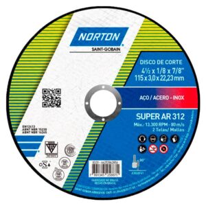Disco de Corte 115 x 3,0 x 22 mm Norton Super AR312